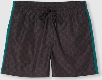 Gucci GG Print Nylon Swim Shorts, Size 44 IT, Black, Ready-to-wear