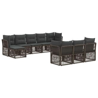 vidaXL Conjunto De Sof&aacute;s De Jard&iacute;n 10 Pcs Gris Rat&aacute;n Sint&eacute;tico Vidaxl