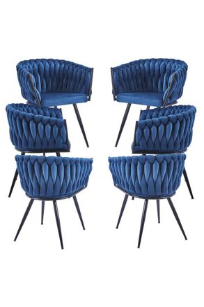 Regalos Miguel Packs Sillas Comedor - Pack 6 Sillas Widny Black Terciopelo - Azul