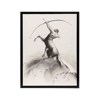 Artery8 Centaur Aiming at the Clouds Redon Black Framed Canvas Wall Art Print in White | Size: W24 x H32