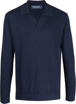 Frescobol Carioca Aurelio Wool Jumper - Heren - V-hals truien - Blauw - XL - Wol - Truien & Vesten