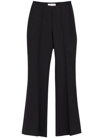Frankie Shop Pleated Flared Trousers with High Waist and Back Pockets
