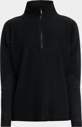 Homme Pliss&eacute; Issey Miyake Mens Monthly Colors November Pleated Half-Zip Sweater