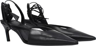 The Attico Pointed-Toe Leather Heel - Black