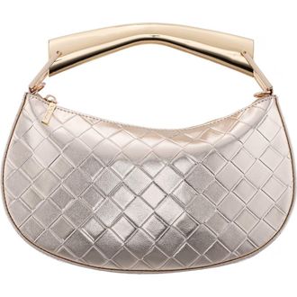 Nina Cory Diamond Quilted Faux Leather Top Handle Bag in Platino at Nordstrom
