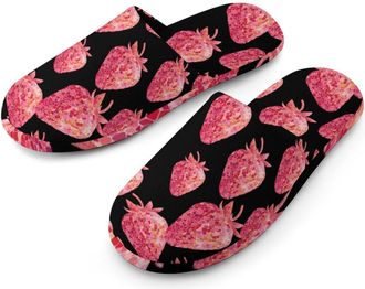 Generic Strawberry Mosaic Mens Cozy Memory Foam Slippers Warm Cotton House Shoes Comfy Slipper for Indoor Outdoor