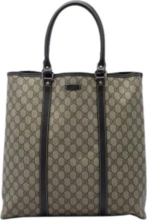 Gucci Pre-owned Canvas Tote Bag - Dames - Vintage Shopper - Beige - ONE Size - Leer - Vintage