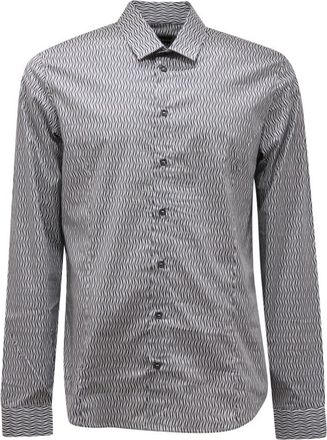 Patrizia Pepe Slim Wit Overhemd - Heren - Casual Overhemden - Blauw - M - Katoen - Overhemden
