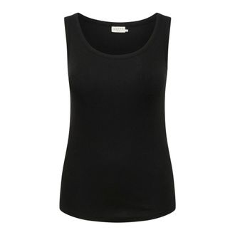 Kaffe Curve Zwart Diep Tank Top - Dames - Tops - Zwart - Maat: L Katoen