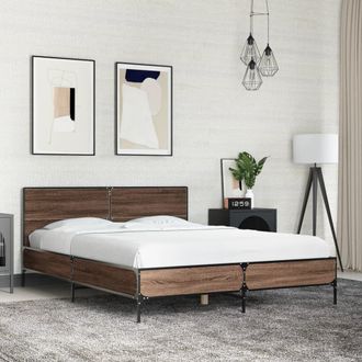 Berkfield Home Bed Frame without Mattress Brown Oak 140x200 cm