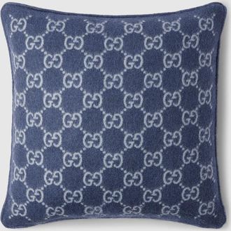 Gucci GG Wool Cashmere Jacquard Cushion, Blue