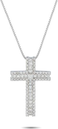 Luxury Bazaar 18K White Gold 1.75ct Diamond Cross Pendant Necklace MF22-041426