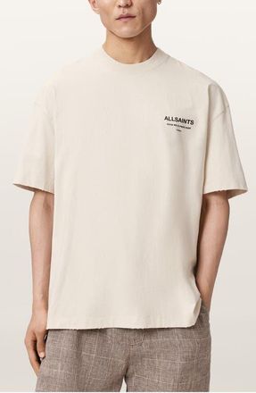 AllSaints Affix Graphic Cotton T-Shirt in Dusk White at Nordstrom, Size Xx-Large