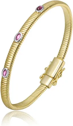 Rachel Glauber 14K Gold Plated with Colored Cubic Zirconia Bangle Bracelet