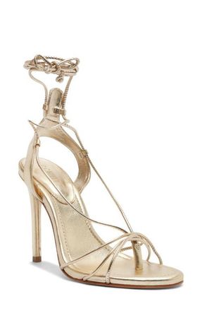 Schutz Demetria Ankle Strap Stiletto Sandal in Platina at Nordstrom, Size 9.5