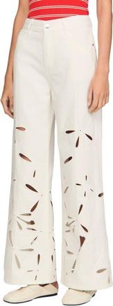 Sandro Wide-leg embroidered jeans in White at Nordstrom, Size 38 Eu