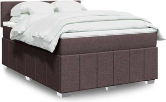 vidaXL Vidaxl - Cama Box Spring Con Colch&oacute;n Tela Marr&oacute;n Oscuro 140x200 Cm