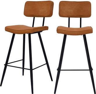 Rendez-Vous Déco Set de 2 taburetes para isla de cocina de sintético camello 66 cm - Texas