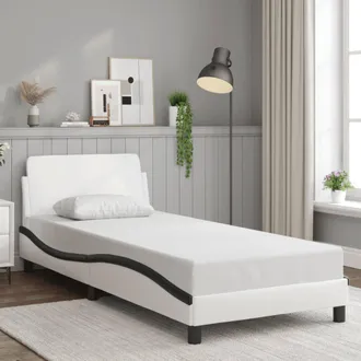 vidaXL Cama Sin Colch&oacute;n Cuero Sint&eacute;tico Blanco Negro 90x190 Cm Vidaxl