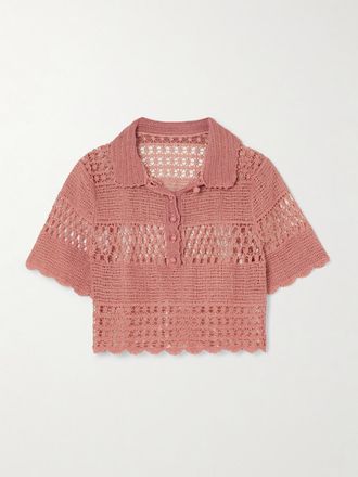 Zimmermann Top In Misto Cotone Crochet Wanderlust Sun - Rosa