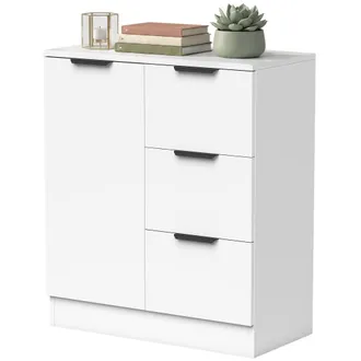 HOMCOM Homcom Credenza Cucina, Mobile Madia Slim Con Anta Soft-close E 3 Cassetti