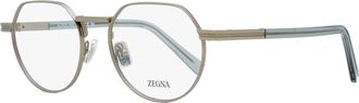 Ermenegildo Zegna Mens Rounded Geometric Eyeglasses EZ5286 015 Matte Ruthenium/Gray 51mm