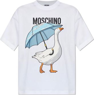 Moschino Tops, Dames, Wit, S, Katoen, T-shirt met zak