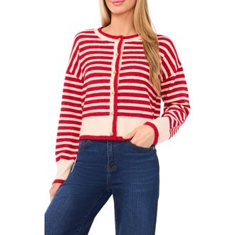 CeCe by Cynthia Steffe Stripe Cardigan in Royal Red at Nordstrom, Size Xx-Large