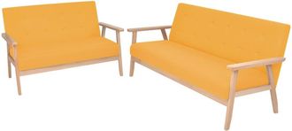 vidaXL Vidaxl - Juego De Sof&aacute;s De Tela De 2 Piezas Color Amarillo