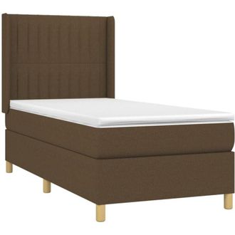 vidaXL Vidaxl - Cama Box Spring Con Colch&oacute;n Tela Marr&oacute;n Oscuro 80x200 Cm