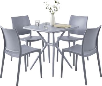 Clp Conjunto De Muebles De Jard&iacute;n Amino Con 4 Sillas Gris