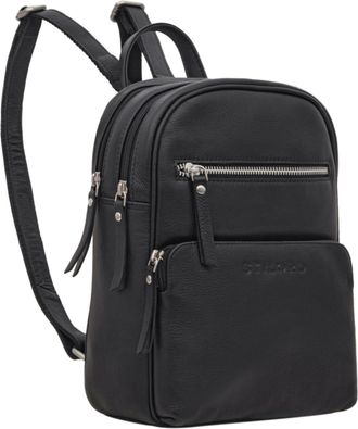 STILORD Fabienne Backpack Women small genuine Leather Vintage Fashion Carry Bag anti-thief lightweight Travel Bag Everyday Daybag, Colour:black