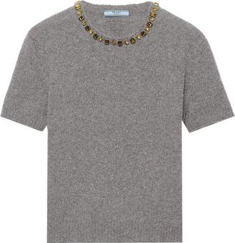 Prada Geribbelde trui met ronde hals - Grijs