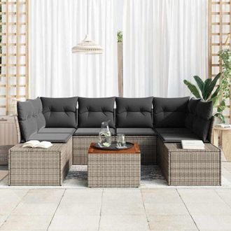vidaXL Conjunto De Sof&aacute; De Jard&iacute;n 7 Pcs Gris Vidaxl