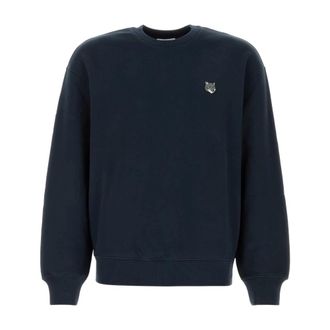 Maison Kitsun&eacute; Sweatshirts, male, Blue, Size: L Fox Head Comfort Sweatshirt