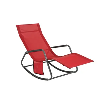SoBuy Sobuy - Tumbona, Mecedora Con Bolsillo Lateral, Estructura De Hierro, Malla Transpirable Teslin, C&oacute;modo, Soporta Hasta 120 Kg Ogs47-r Es
