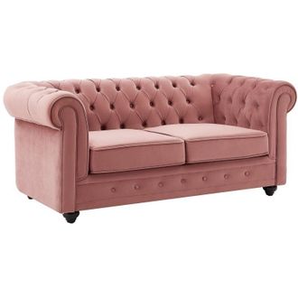 Vente-Unique Vente-unique - Divano 2 posti in Velluto Rosa pastello - chesterfield