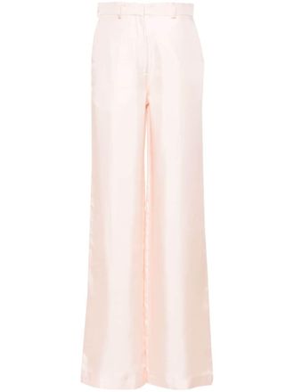Lanvin silk wide-leg trousers - women - Silk/Viscose/Cotton/Buffalo Horn - 40 - Pink