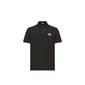 Moncler Moncler Logo Patch Cotton Piquet Polo Shirt, Men, Black, Size: Xxl
