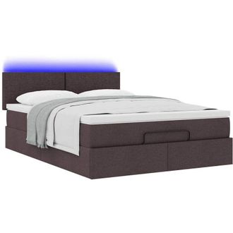 vidaXL Vidaxl - Cama Otomana Con Colch&oacute;n Led Marr&oacute;n Oscuro 140x190 Cm Tela