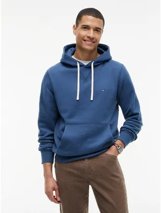 Tommy Hilfiger Mens Classic Brushed-Fleece Hoodie - Aegean Sea - XXL