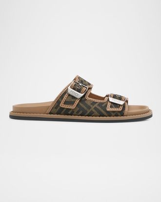 Fendi Men & apos;s FF Jacquard Slide Sandals
