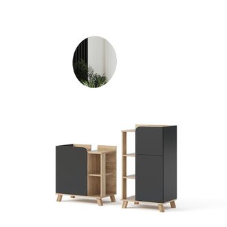 Vicco Conjunto De Muebles De Ba&ntilde;o Karen, Antracita, 3 Piezas, Con Armario Midi