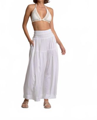 Elan Maxi Skirt With Smocked Waistband In White