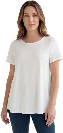 Roaman's Plus Size Ultimate Cotton Crewneck Short Sleeve Swing Tee in White at Nordstrom, Size Medium