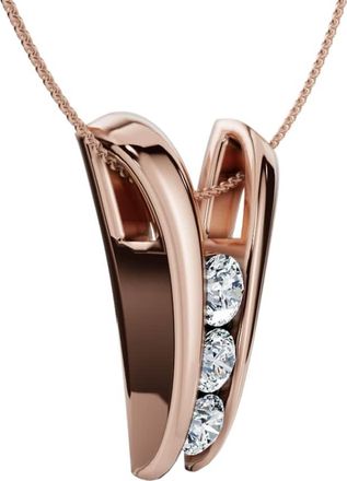 Pompeii3 1/2Ct Three Stone Diamond Pendant Gold Womens 18 Necklace Lab Grown