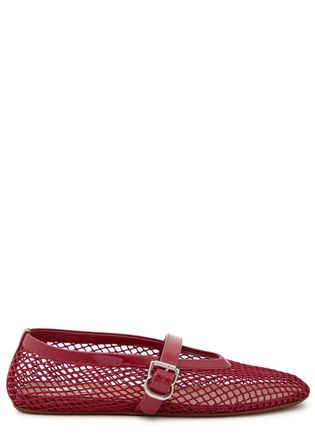 Alaia Mesh and Glossed Leather Ballet Flats - Burgundy - 39.5 (IT39.5 / UK6.5)