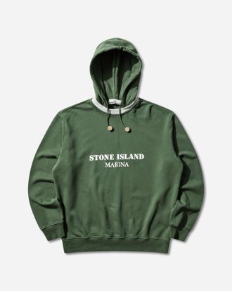 Stone Island Men s Marina Oversized Fit Cotton Fleece Hoodie Quartz Green