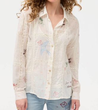 Johnny Was Chaise Button Down Shirt In Off White