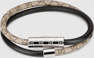 Gucci Double Bracelet With GG Detail Leather